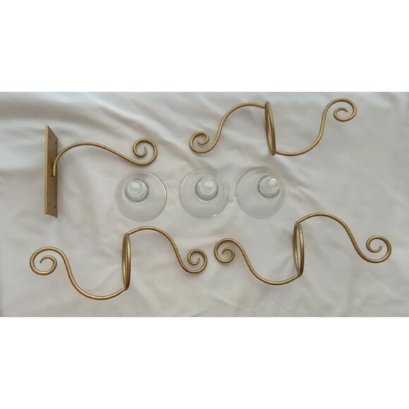 Gold Metal Wall Sconce 3 Candle Holder scroll hanging bracket 30" - Picture 7 of 15